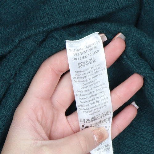Seasalt Cornwall Women’s Green Wool Cardigan UK 12 Raglan Fit