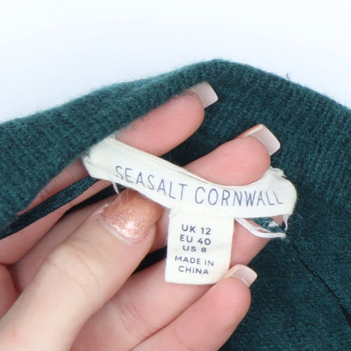Seasalt Cornwall Women’s Green Wool Cardigan UK 12 Raglan Fit