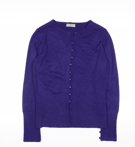Marks and Spencer Per Una Women's Purple Acrylic Long Sleeve Cardigan Size 12