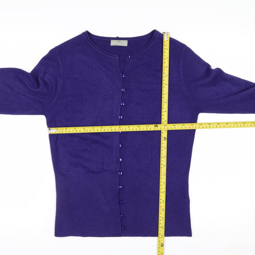 Marks and Spencer Per Una Women's Purple Acrylic Long Sleeve Cardigan Size 12