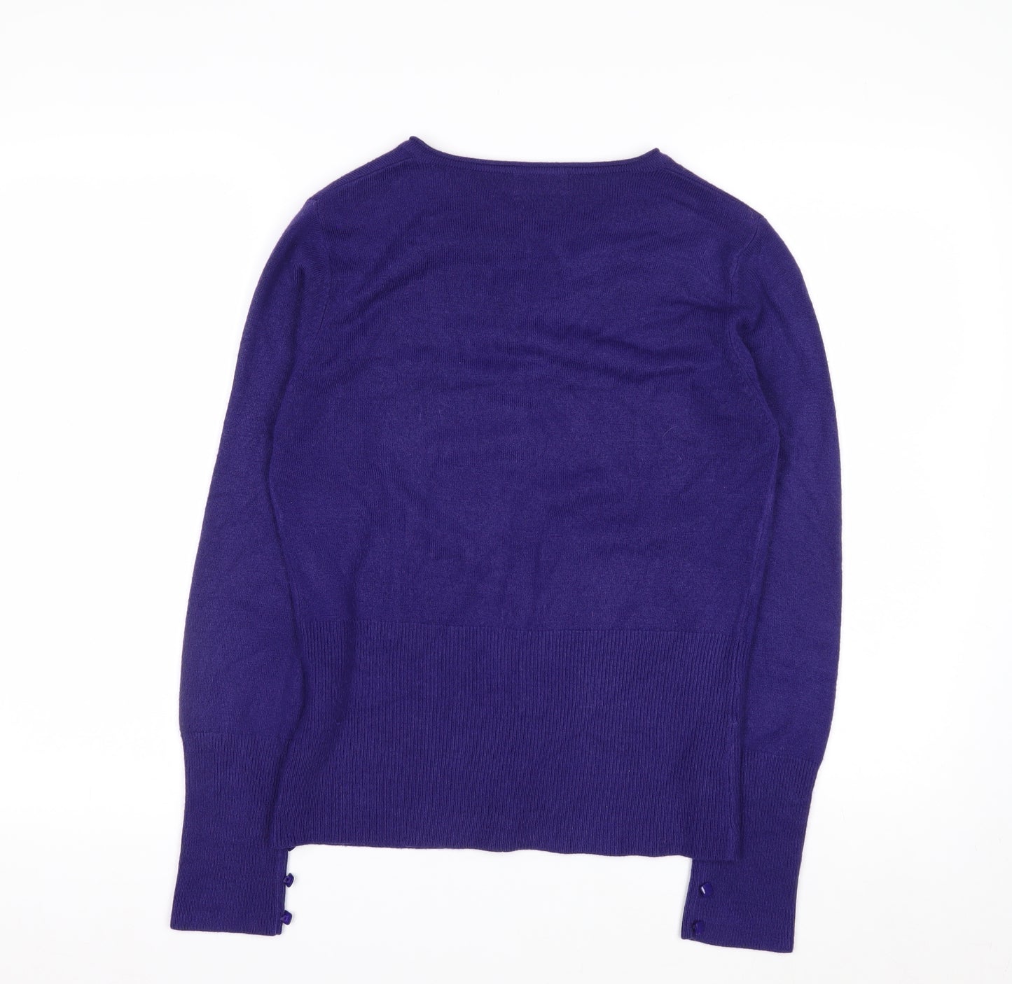 Marks and Spencer Per Una Women's Purple Acrylic Long Sleeve Cardigan Size 12