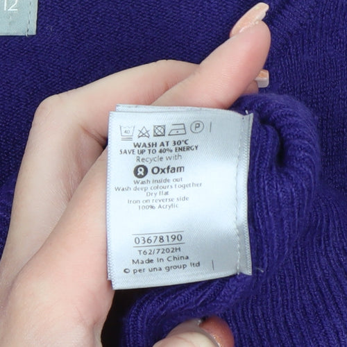 Marks and Spencer Per Una Women's Purple Acrylic Long Sleeve Cardigan Size 12
