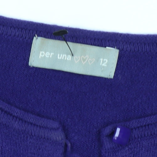 Marks and Spencer Per Una Women's Purple Acrylic Long Sleeve Cardigan Size 12