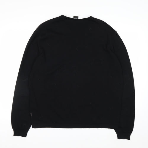 Hugo Boss Men's Black Wool V-Neck Slim Fit Jumper 2XL