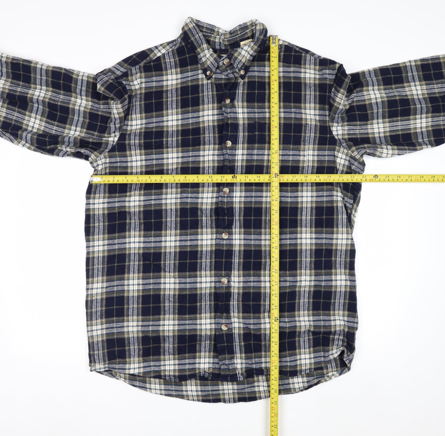 Red Head Men’s Navy Check Cotton Flannel Button-Up Shirt L