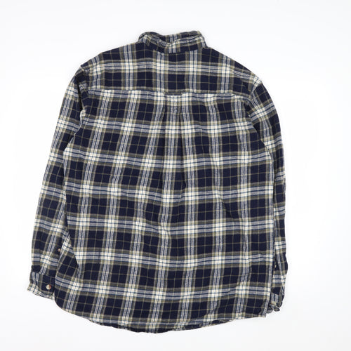 Red Head Men’s Navy Check Cotton Flannel Button-Up Shirt L
