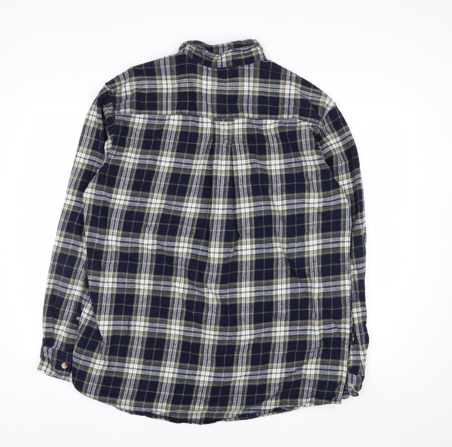 Red Head Men’s Navy Check Cotton Flannel Button-Up Shirt L