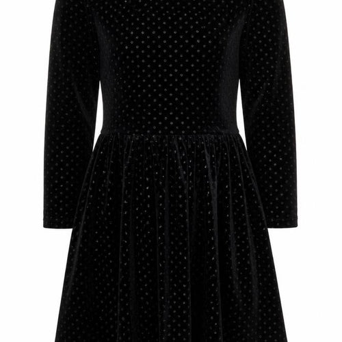 Topshop Women’s Black Velvet Polka Dot Skater Dress Size 6