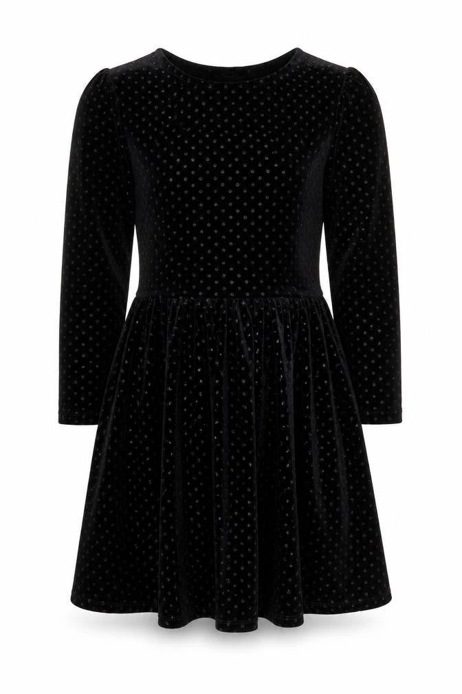 Topshop Women’s Black Velvet Polka Dot Skater Dress Size 6