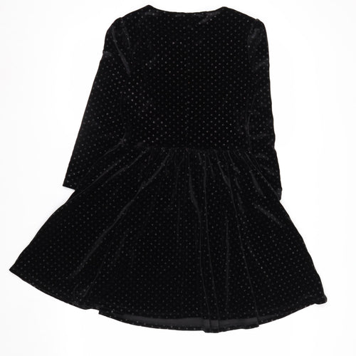 Topshop Women’s Black Velvet Polka Dot Skater Dress Size 6