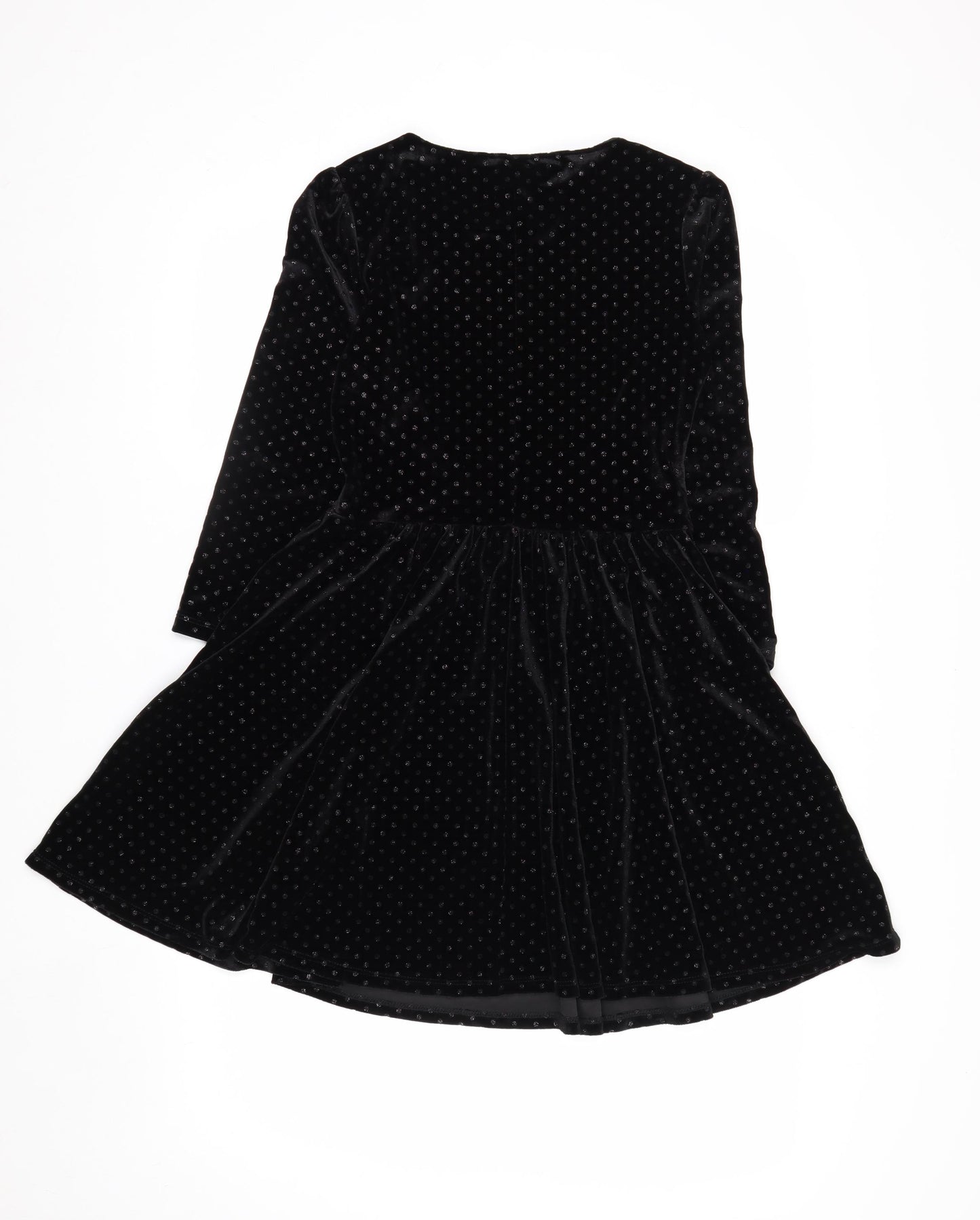 Topshop Women’s Black Velvet Polka Dot Skater Dress Size 6