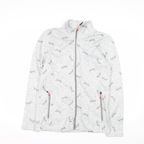 Killtec Womens Grey Full Zip Fleece Jacket Size 12 Dragonfly Print