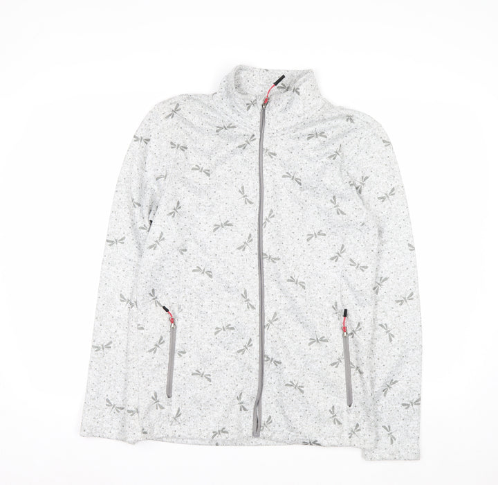 Killtec Womens Grey Full Zip Fleece Jacket Size 12 Dragonfly Print