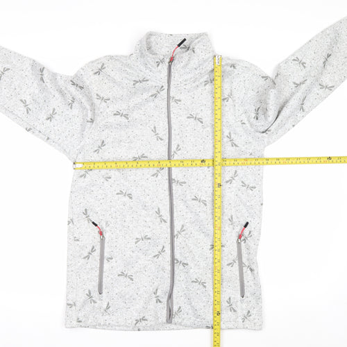 Killtec Womens Grey Full Zip Fleece Jacket Size 12 Dragonfly Print