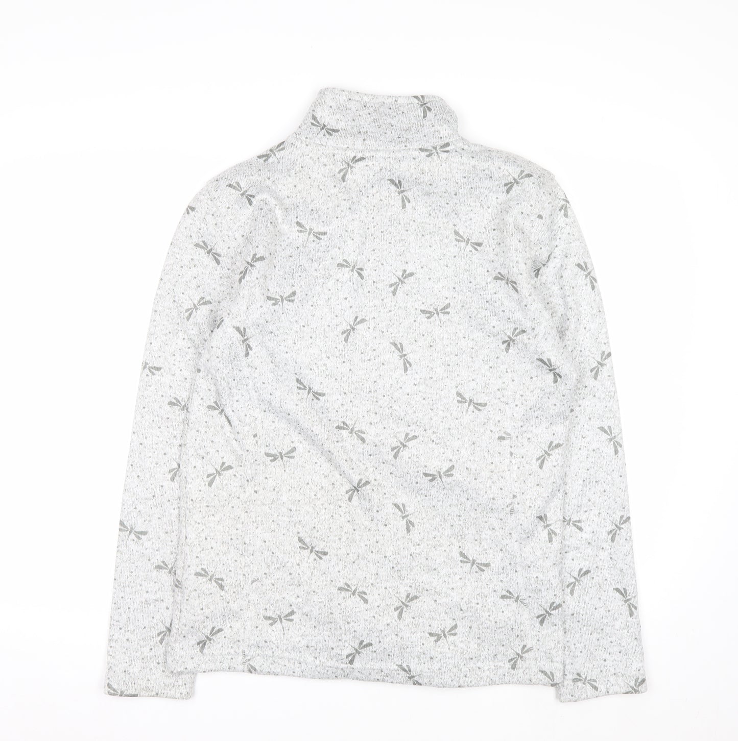 Killtec Womens Grey Full Zip Fleece Jacket Size 12 Dragonfly Print