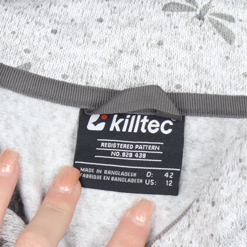 Killtec Womens Grey Full Zip Fleece Jacket Size 12 Dragonfly Print