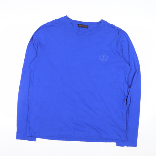 Trussardi Jeans Men's Blue Long Sleeve Cotton Crew Neck Top L