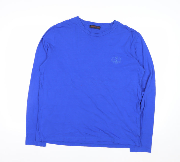 Trussardi Jeans Men's Blue Long Sleeve Cotton Crew Neck Top L