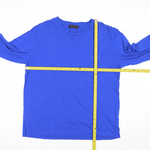 Trussardi Jeans Men's Blue Long Sleeve Cotton Crew Neck Top L