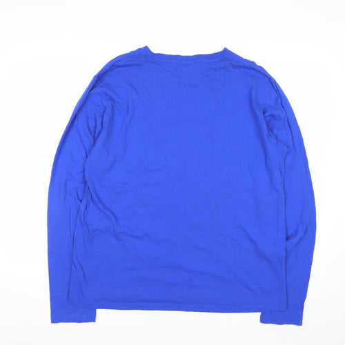 Trussardi Jeans Men's Blue Long Sleeve Cotton Crew Neck Top L