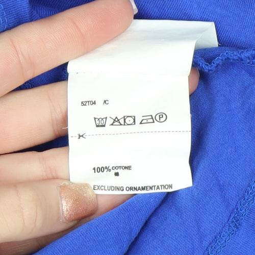 Trussardi Jeans Men's Blue Long Sleeve Cotton Crew Neck Top L