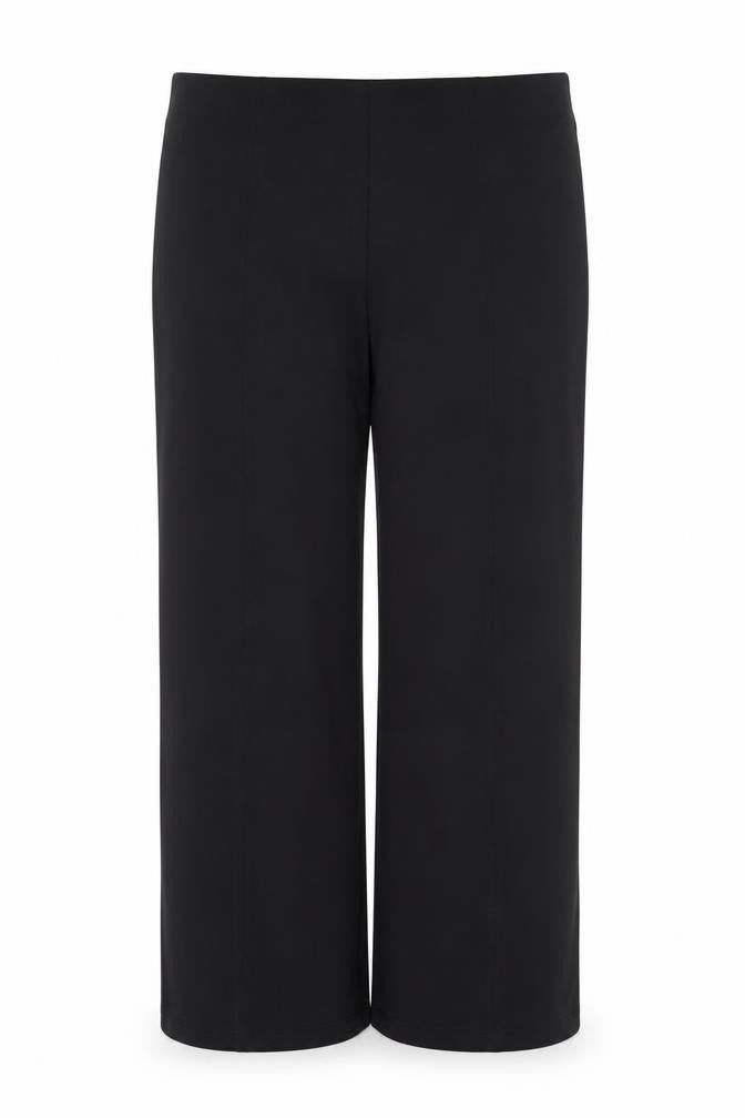 Front view of H&M women’s black xl straight leg stretch trousers
