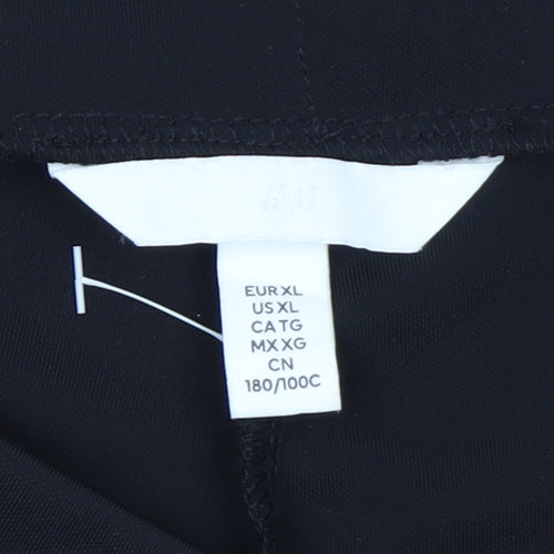 H&M Womens Black XL Straight Leg Stretch Trousers