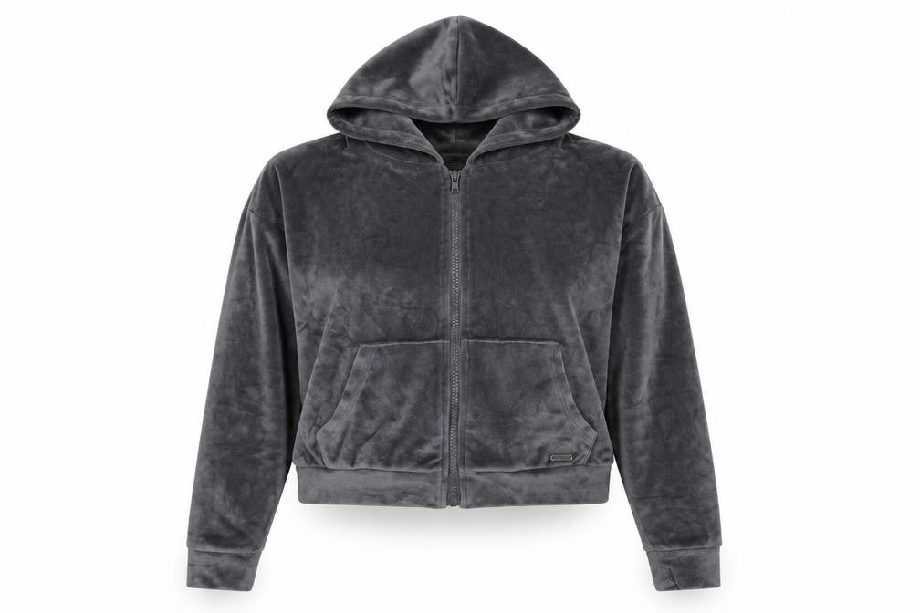 Boux Avenue Womens Grey Velour Full Zip Hoodie Size 14