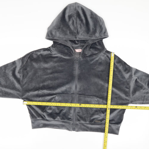 Boux Avenue Womens Grey Velour Full Zip Hoodie Size 14