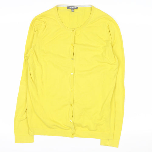 Laura Ashley Women's Yellow Cotton Blend Cardigan UK 14