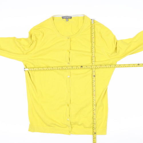 Laura Ashley Women's Yellow Cotton Blend Cardigan UK 14