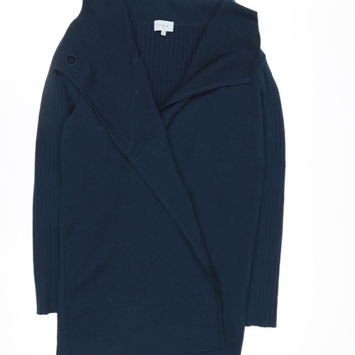 Jigsaw Women's Blue Wool Blend Collared Long Sleeve Cardigan L