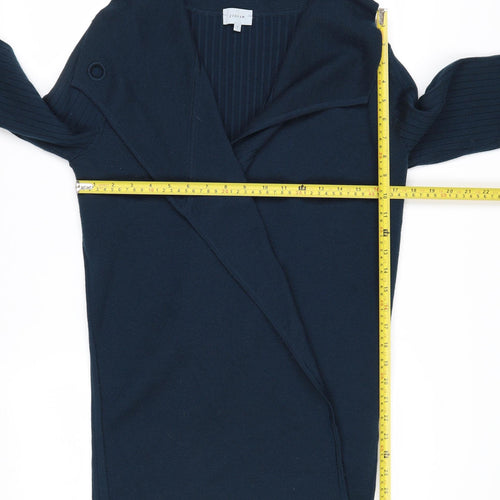 Jigsaw Women's Blue Wool Blend Collared Long Sleeve Cardigan L