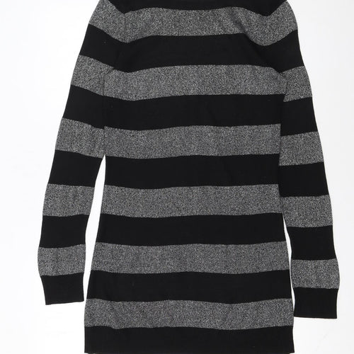 Dorothy Perkins Women Black Striped Jumper Dress Size 10 Knit Long Sleeve
