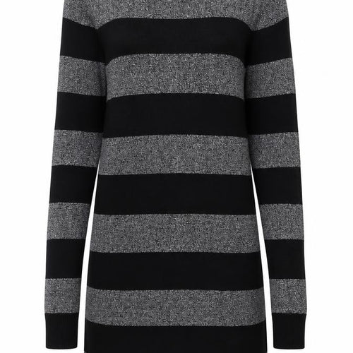 Dorothy Perkins Women Black Striped Jumper Dress Size 10 Knit Long Sleeve
