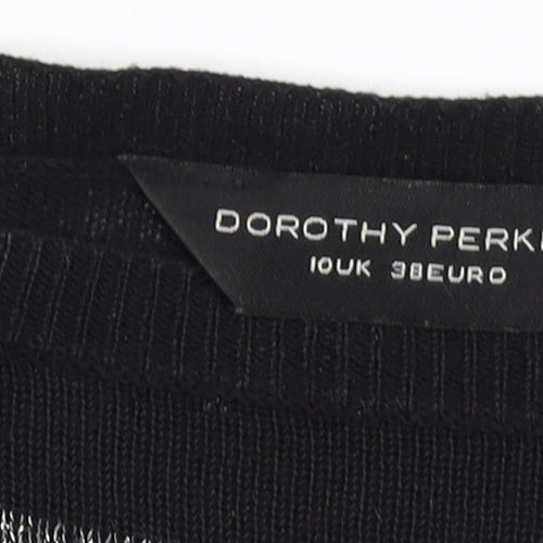 Dorothy Perkins Women Black Striped Jumper Dress Size 10 Knit Long Sleeve