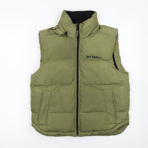 iets frans Women Green XS Puffer Waistcoat Full Zip Gilet
