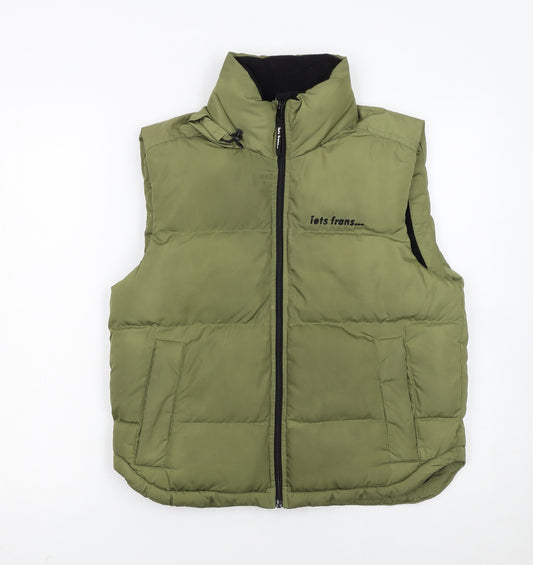 iets frans Women Green XS Puffer Waistcoat Full Zip Gilet