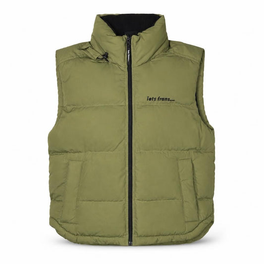 Front view of iets frans Women Green XS Puffer Waistcoat Full Zip Gilet