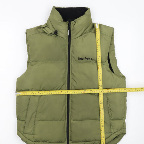 iets frans Women Green XS Puffer Waistcoat Full Zip Gilet