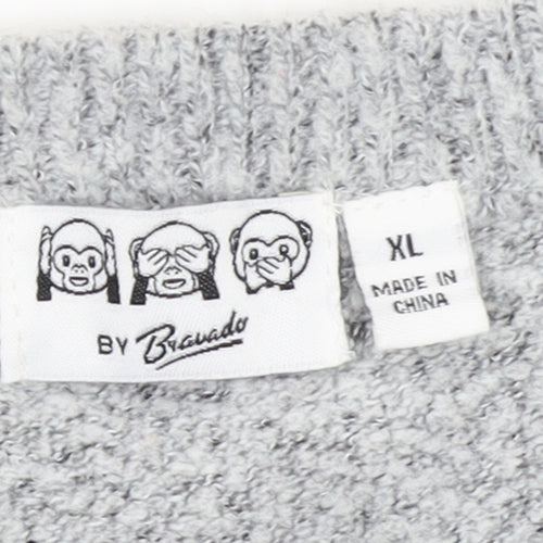 Bravado Womens Grey XL Pullover Jumper With Christmas Monkeys