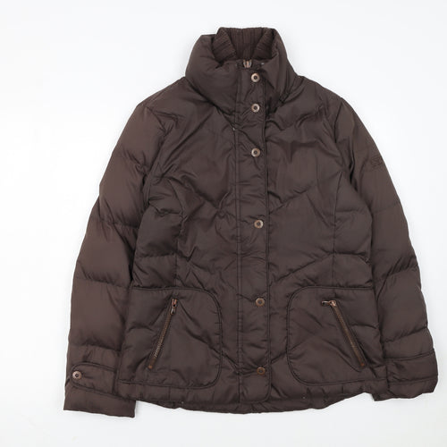 Esprit Women's Brown Puffer Jacket Size S Down Filled Mid-Length Warm Winter Coat