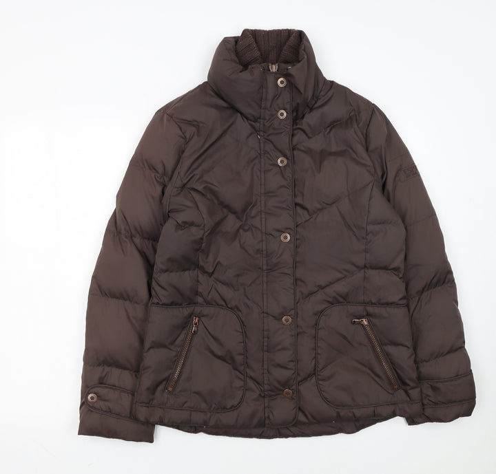 Esprit Women's Brown Puffer Jacket Size S Down Filled Mid-Length Warm Winter Coat