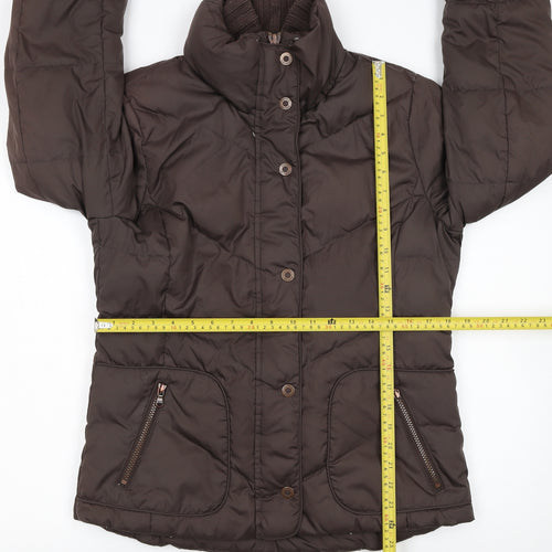 Esprit Women's Brown Puffer Jacket Size S Down Filled Mid-Length Warm Winter Coat