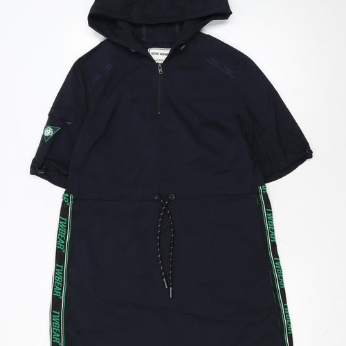 Teenie Weenie Girls Black Hooded Zip Shirt Dress 14 Years Casual Sportswear
