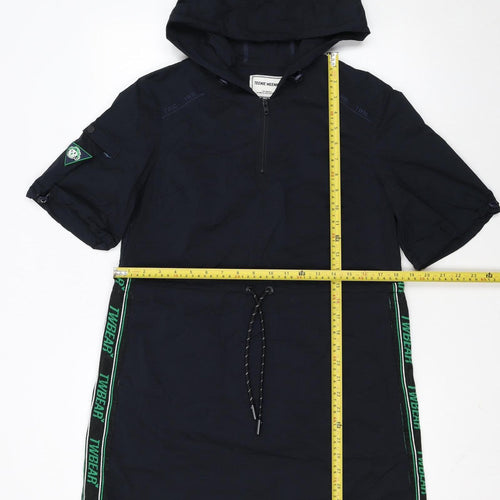 Teenie Weenie Girls Black Hooded Zip Shirt Dress 14 Years Casual Sportswear