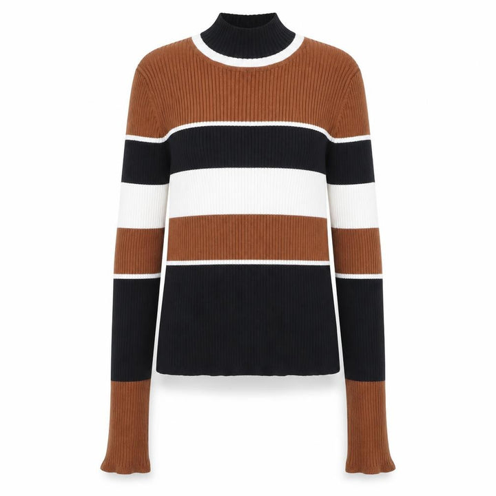 Forever 21 Women’s Multicoloured Ribbed High Neck Striped Jumper Size M