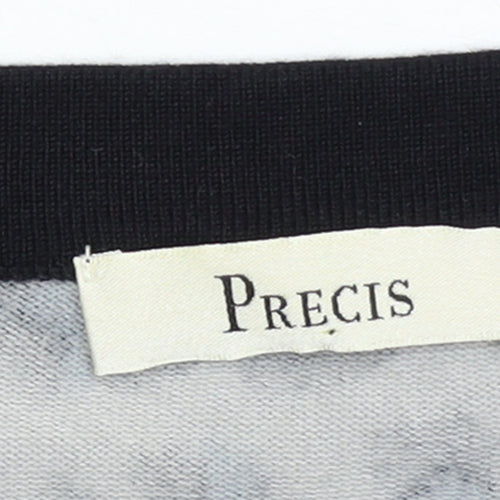 Precis Women Grey Leopard Print Scoop Neck Pullover Jumper Size S