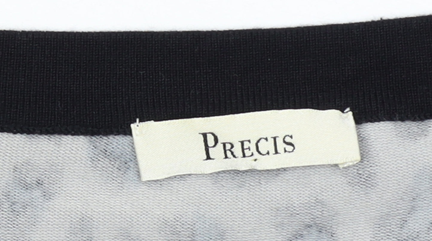 Precis Women Grey Leopard Print Scoop Neck Pullover Jumper Size S