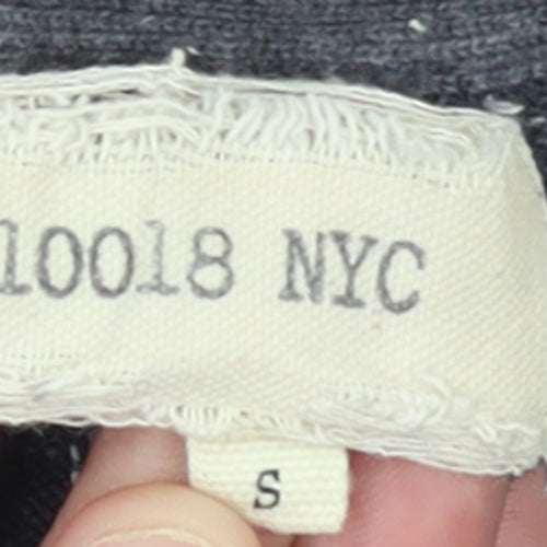 10018 NYC Women's Grey Ribbed Short Sleeve Knit Jumper Size S